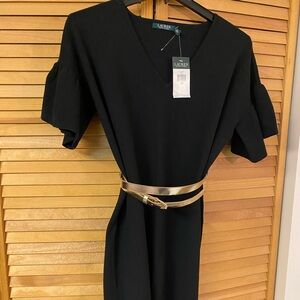 New Ralph Lauren Womens 1x Black Knit Dress.